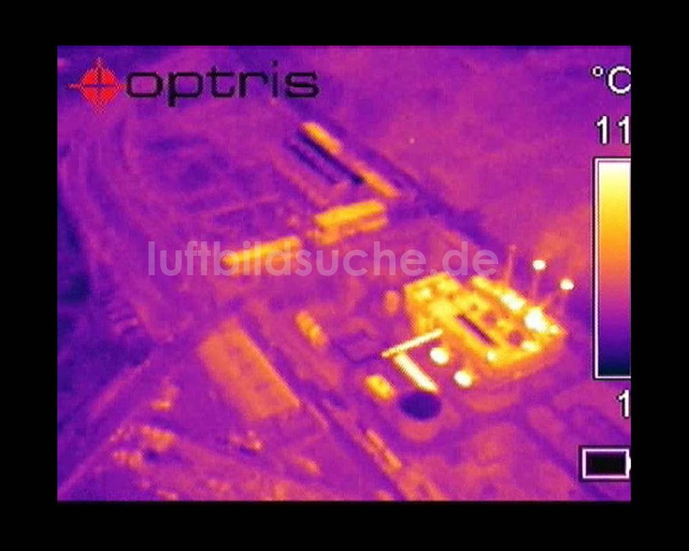 Infrarot-Luftbild Potsdam - Infrarot-Wärmebild von den Kraftwerksanlagen der MEVAG an der Nuthe im Gewerbegebiet Potsdam-Drewitz