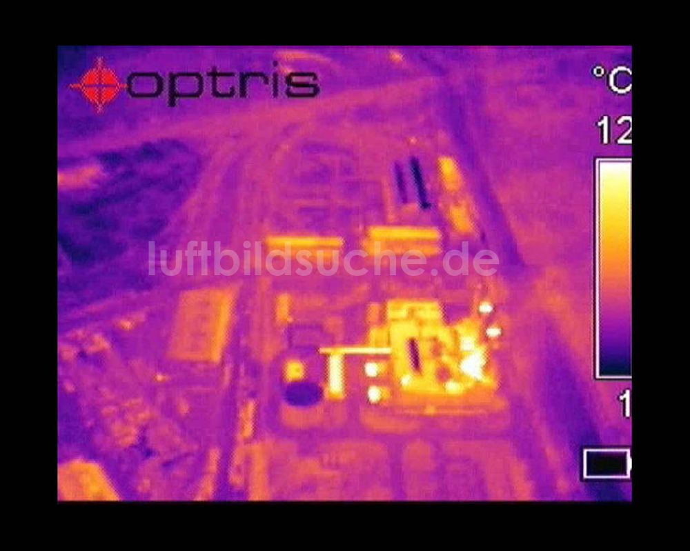 Infrarot-Luftbild Potsdam - Infrarot-Wärmebild von den Kraftwerksanlagen der MEVAG an der Nuthe im Gewerbegebiet Potsdam-Drewitz