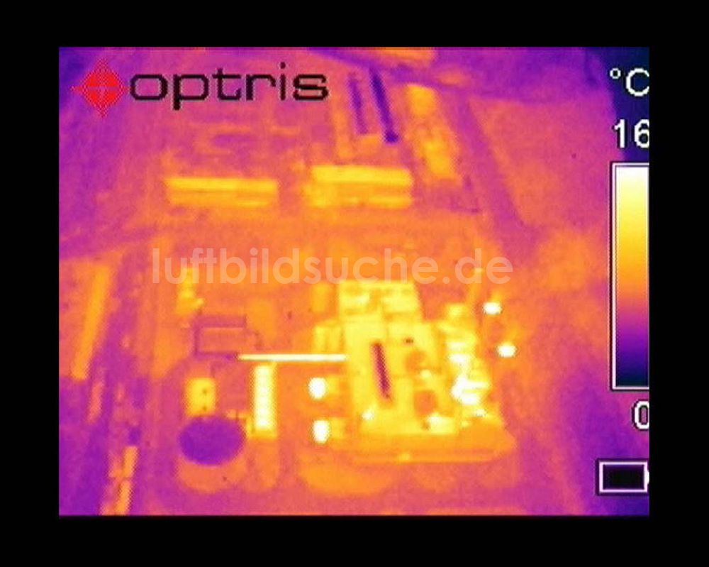 Infrarot-Luftbild Potsdam - Infrarot-Wärmebild von den Kraftwerksanlagen der MEVAG an der Nuthe im Gewerbegebiet Potsdam-Drewitz