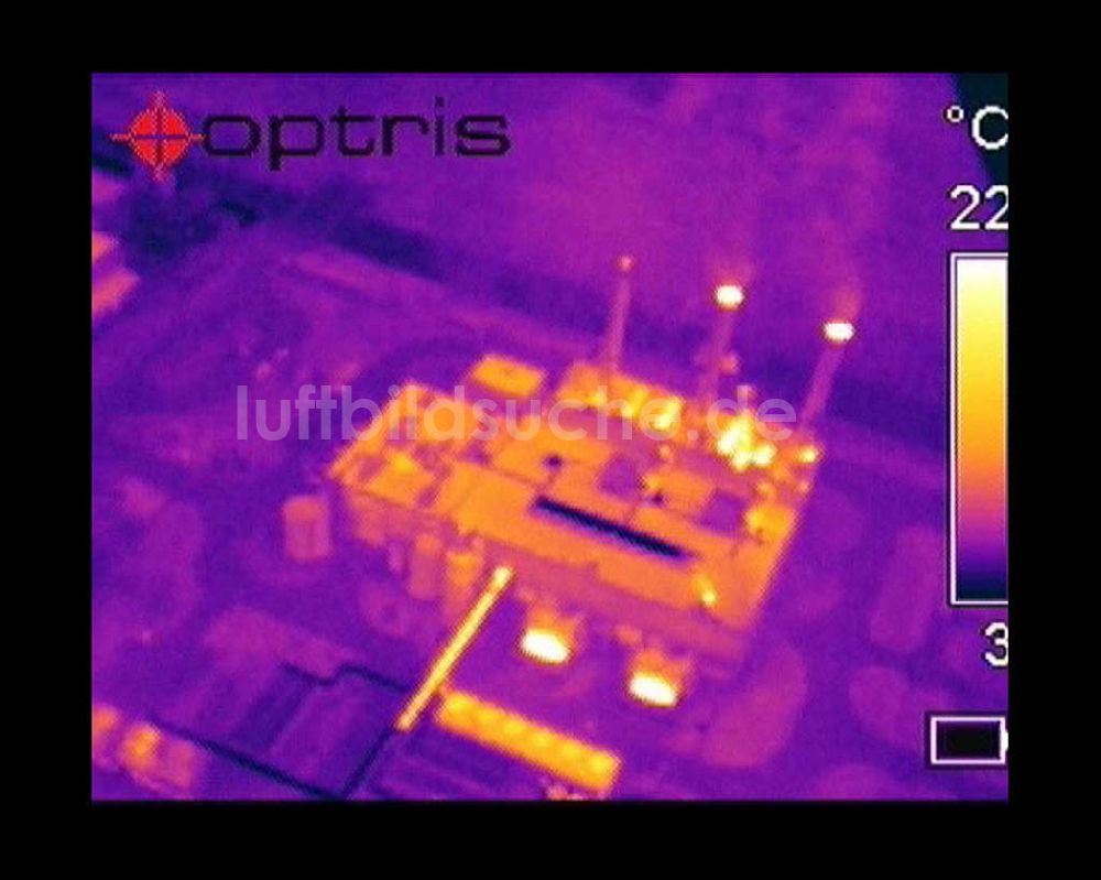Infrarot-Luftbild Potsdam - Infrarot-Wärmebild von den Kraftwerksanlagen der MEVAG an der Nuthe im Gewerbegebiet Potsdam-Drewitz