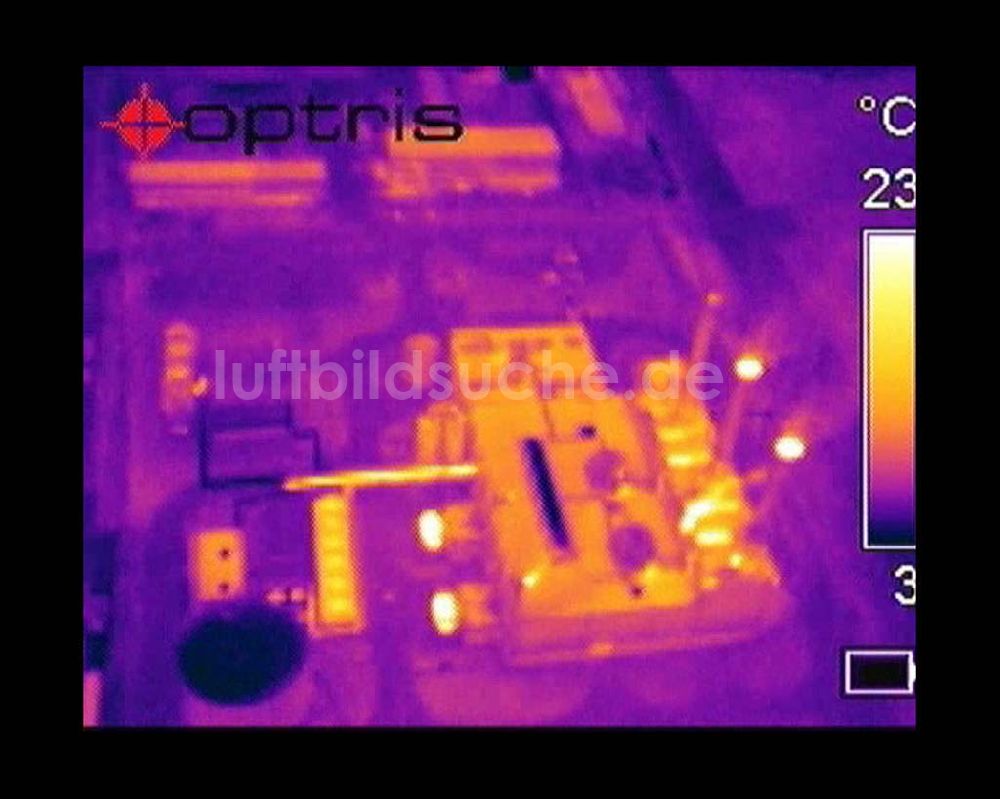 Infrarot-Luftbild Potsdam - Infrarot-Wärmebild von den Kraftwerksanlagen der MEVAG an der Nuthe im Gewerbegebiet Potsdam-Drewitz