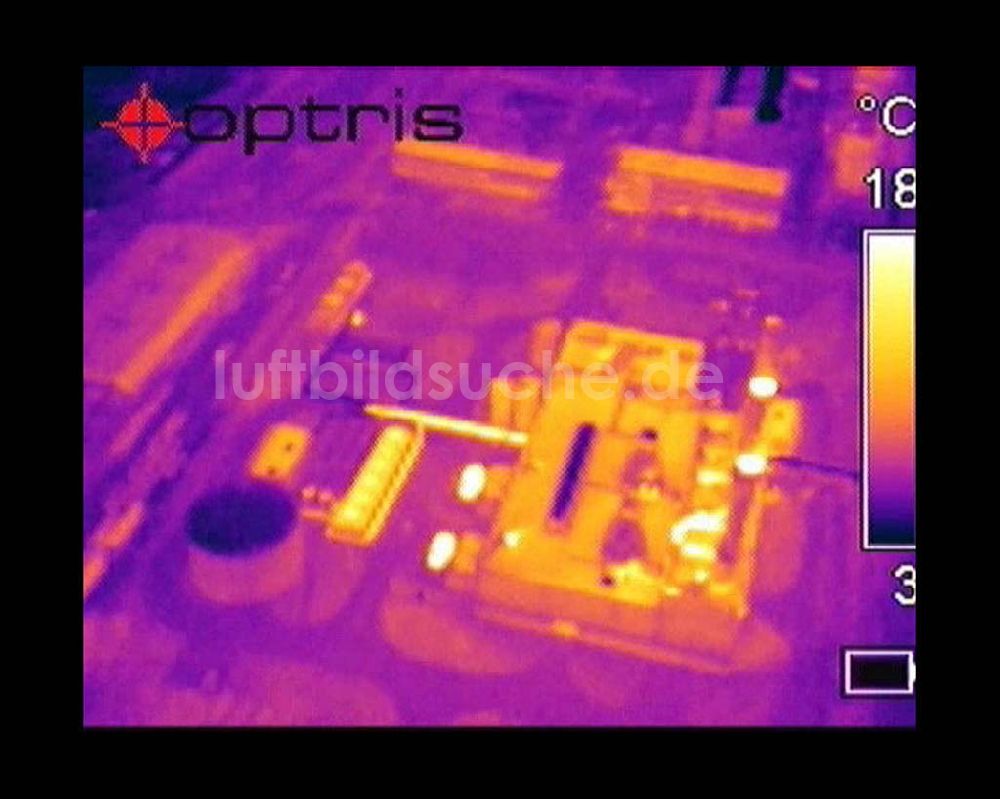 Infrarot-Luftbild Potsdam - Infrarot-Wärmebild von den Kraftwerksanlagen der MEVAG an der Nuthe im Gewerbegebiet Potsdam-Drewitz