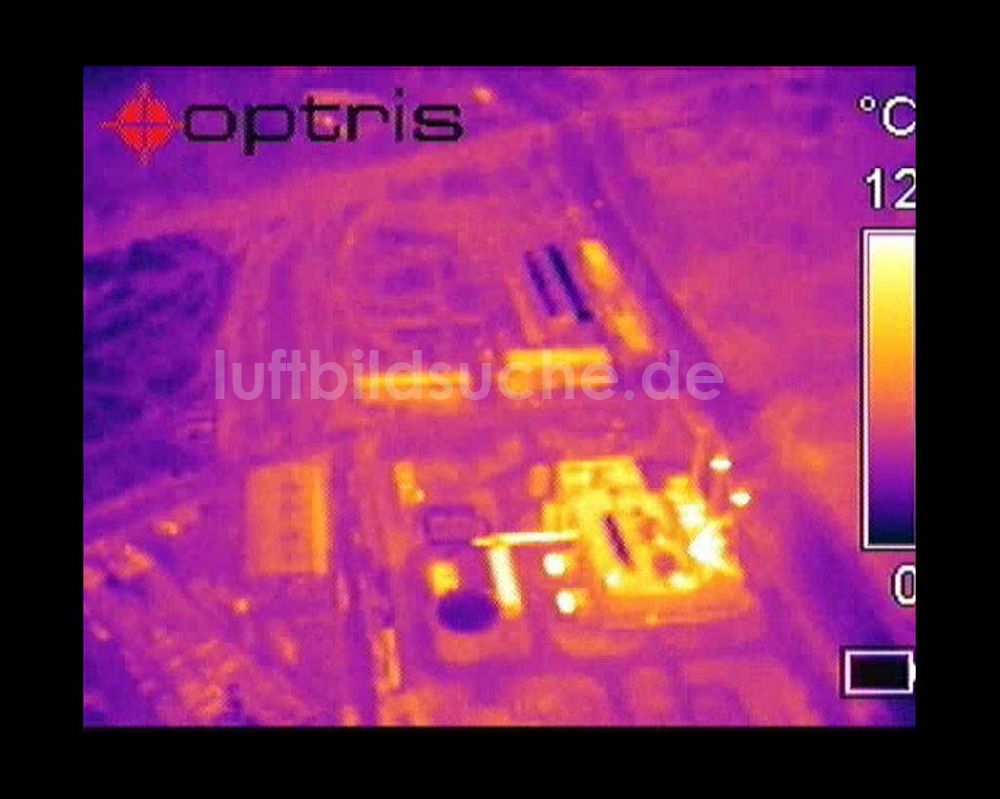 Infrarot-Luftbild Potsdam - Infrarot-Wärmebild von den Kraftwerksanlagen der MEVAG an der Nuthe im Gewerbegebiet Potsdam-Drewitz