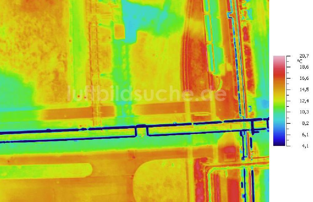 Infrarot-Luftbild SCHKOPAU - Senkrecht- Infrarotluftbild Industrieanlagen und Leitungssystemen der Buna-Werke GmbH Schkopau.