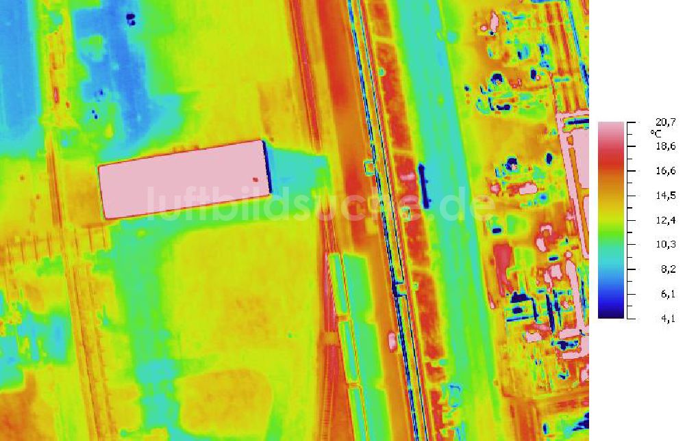 Infrarot-Luftbild SCHKOPAU - Senkrecht- Infrarotluftbild Industrieanlagen und Leitungssystemen der Buna-Werke GmbH Schkopau.
