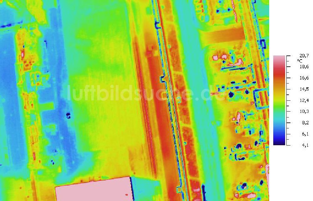 Infrarot-Luftbild SCHKOPAU - Senkrecht- Infrarotluftbild Industrieanlagen und Leitungssystemen der Buna-Werke GmbH Schkopau.