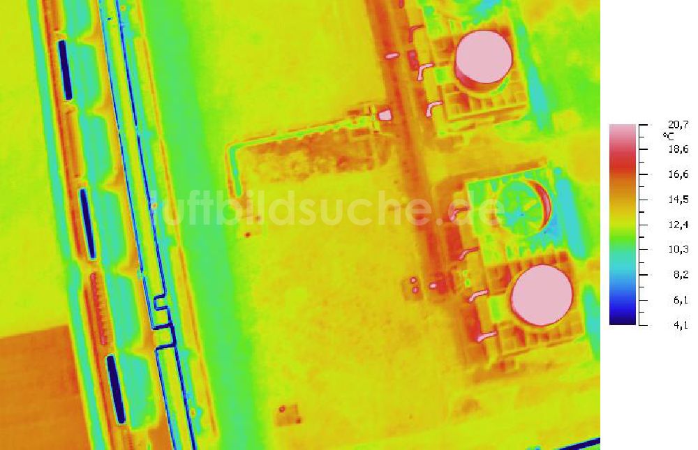 Infrarot-Luftbild SCHKOPAU - Senkrecht- Infrarotluftbild Industrieanlagen und Leitungssystemen der Buna-Werke GmbH Schkopau.