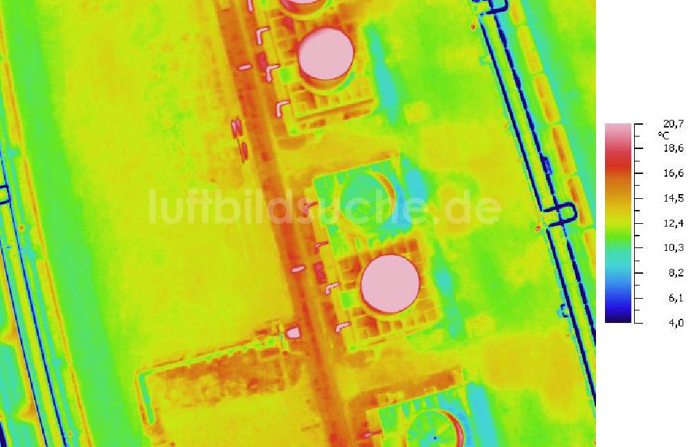 Infrarot-Luftbild SCHKOPAU - Senkrecht- Infrarotluftbild Industrieanlagen und Leitungssystemen der Buna-Werke GmbH Schkopau.