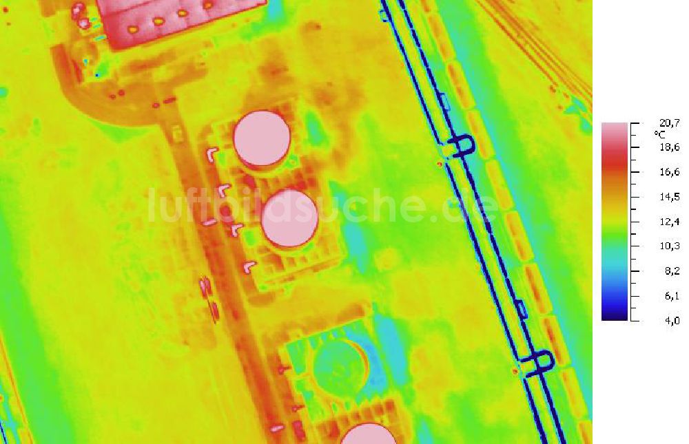 Infrarot-Luftbild SCHKOPAU - Senkrecht- Infrarotluftbild Industrieanlagen und Leitungssystemen der Buna-Werke GmbH Schkopau.