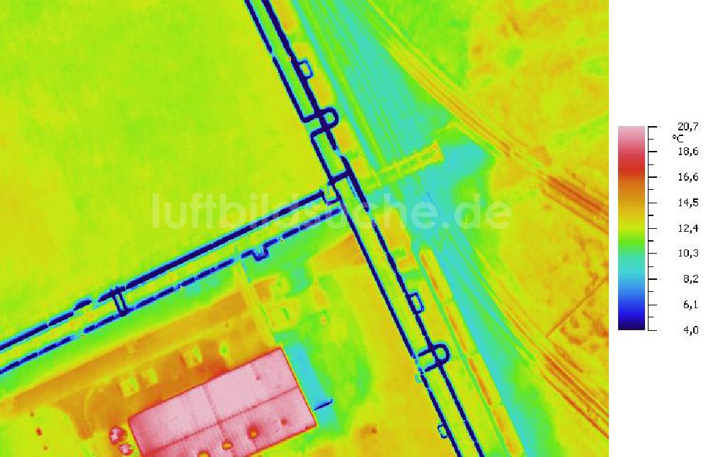 Infrarot-Luftbild SCHKOPAU - Senkrecht- Infrarotluftbild Industrieanlagen und Leitungssystemen der Buna-Werke GmbH Schkopau.