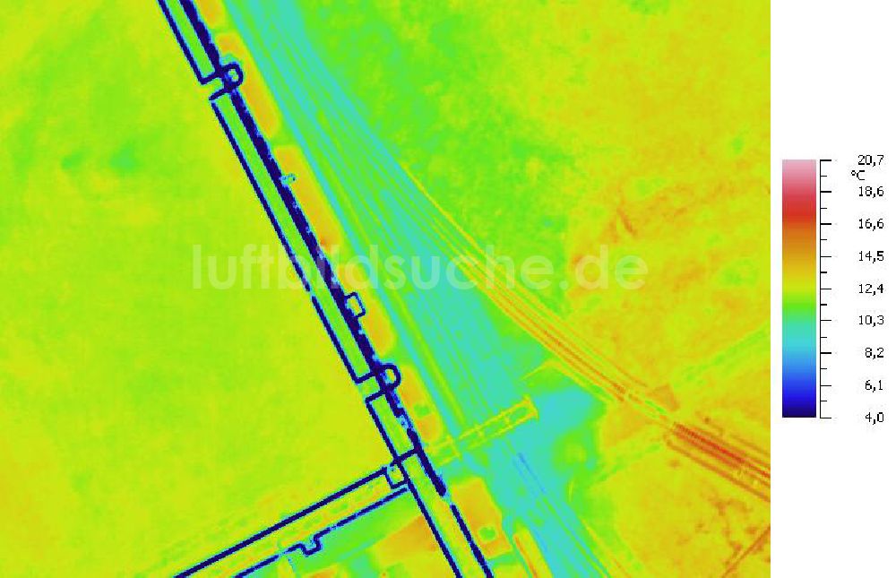 Infrarot-Luftbild SCHKOPAU - Senkrecht- Infrarotluftbild Industrieanlagen und Leitungssystemen der Buna-Werke GmbH Schkopau.