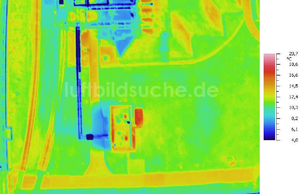 Infrarot-Luftbild SCHKOPAU - Senkrecht- Infrarotluftbild Industrieanlagen und Leitungssystemen der Buna-Werke GmbH Schkopau.