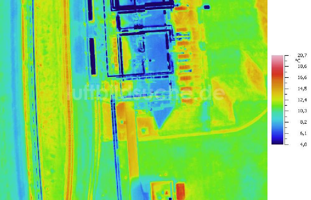 Infrarot-Luftbild SCHKOPAU - Senkrecht- Infrarotluftbild Industrieanlagen und Leitungssystemen der Buna-Werke GmbH Schkopau.