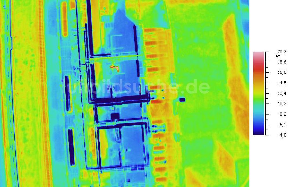 Infrarot-Luftbild SCHKOPAU - Senkrecht- Infrarotluftbild Industrieanlagen und Leitungssystemen der Buna-Werke GmbH Schkopau.