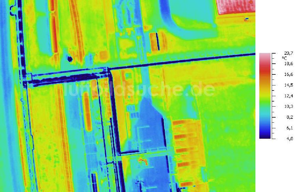 Infrarot-Luftbild SCHKOPAU - Senkrecht- Infrarotluftbild Industrieanlagen und Leitungssystemen der Buna-Werke GmbH Schkopau.