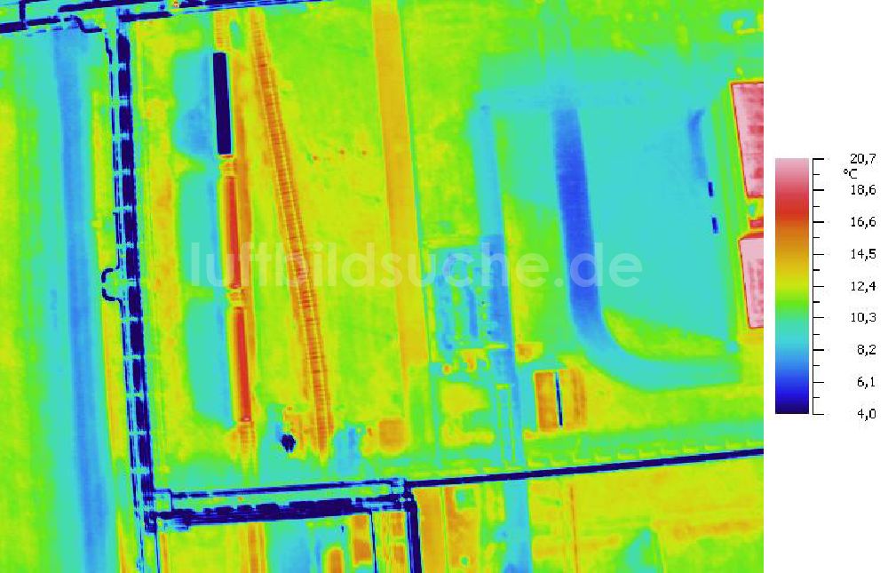 Infrarot-Luftbild SCHKOPAU - Senkrecht- Infrarotluftbild Industrieanlagen und Leitungssystemen der Buna-Werke GmbH Schkopau.