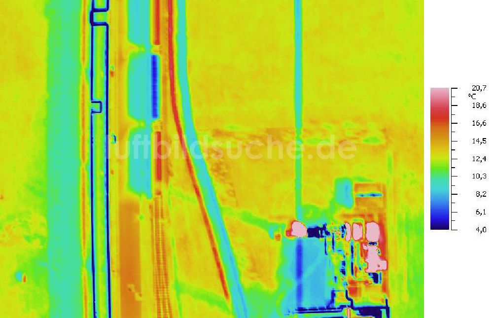 Infrarot-Luftbild SCHKOPAU - Senkrecht- Infrarotluftbild Industrieanlagen und Leitungssystemen der Buna-Werke GmbH Schkopau.