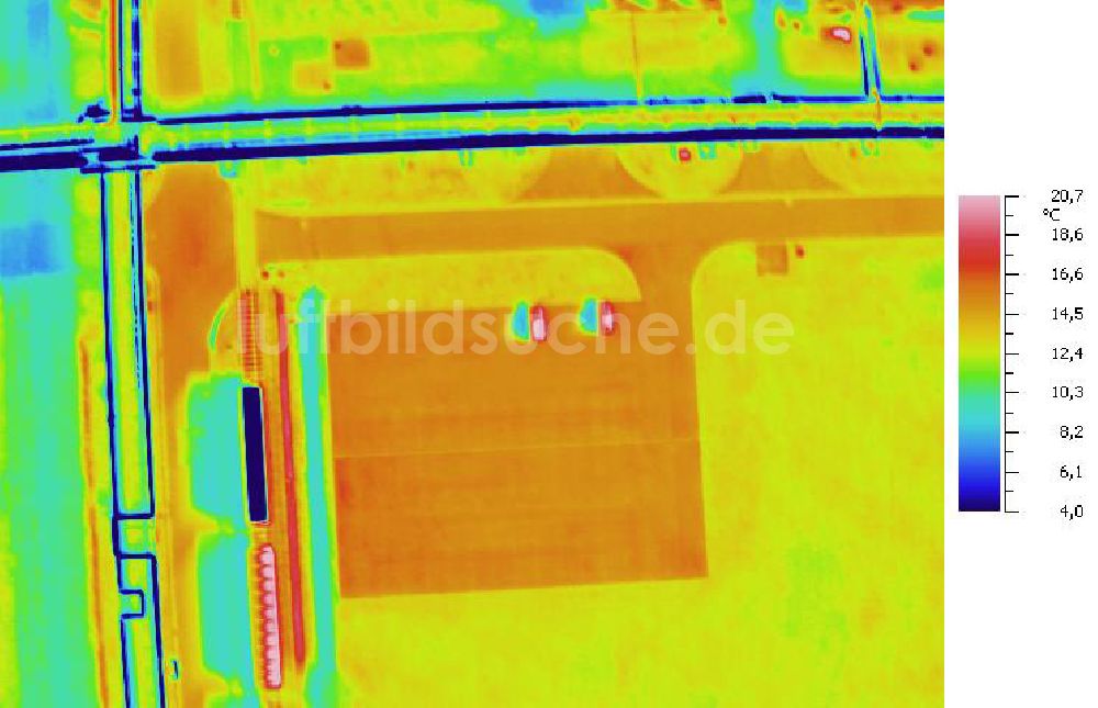 Infrarot-Luftbild SCHKOPAU - Senkrecht- Infrarotluftbild Industrieanlagen und Leitungssystemen der Buna-Werke GmbH Schkopau.