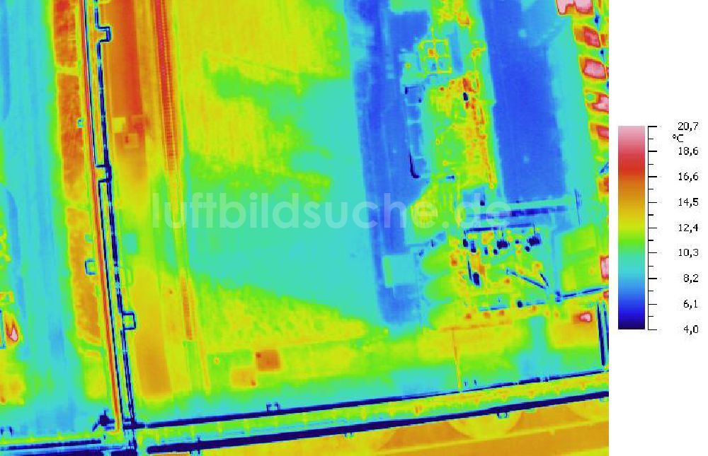 Infrarot-Luftbild SCHKOPAU - Senkrecht- Infrarotluftbild Industrieanlagen und Leitungssystemen der Buna-Werke GmbH Schkopau.