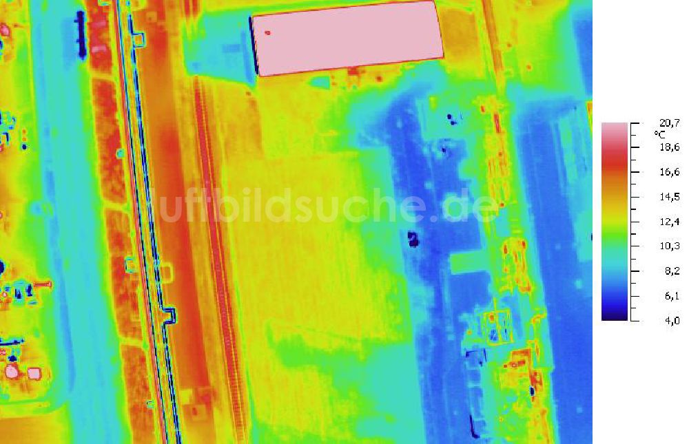 Infrarot-Luftbild SCHKOPAU - Senkrecht- Infrarotluftbild Industrieanlagen und Leitungssystemen der Buna-Werke GmbH Schkopau.