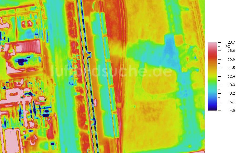 Infrarot-Luftbild SCHKOPAU - Senkrecht- Infrarotluftbild Industrieanlagen und Leitungssystemen der Buna-Werke GmbH Schkopau.
