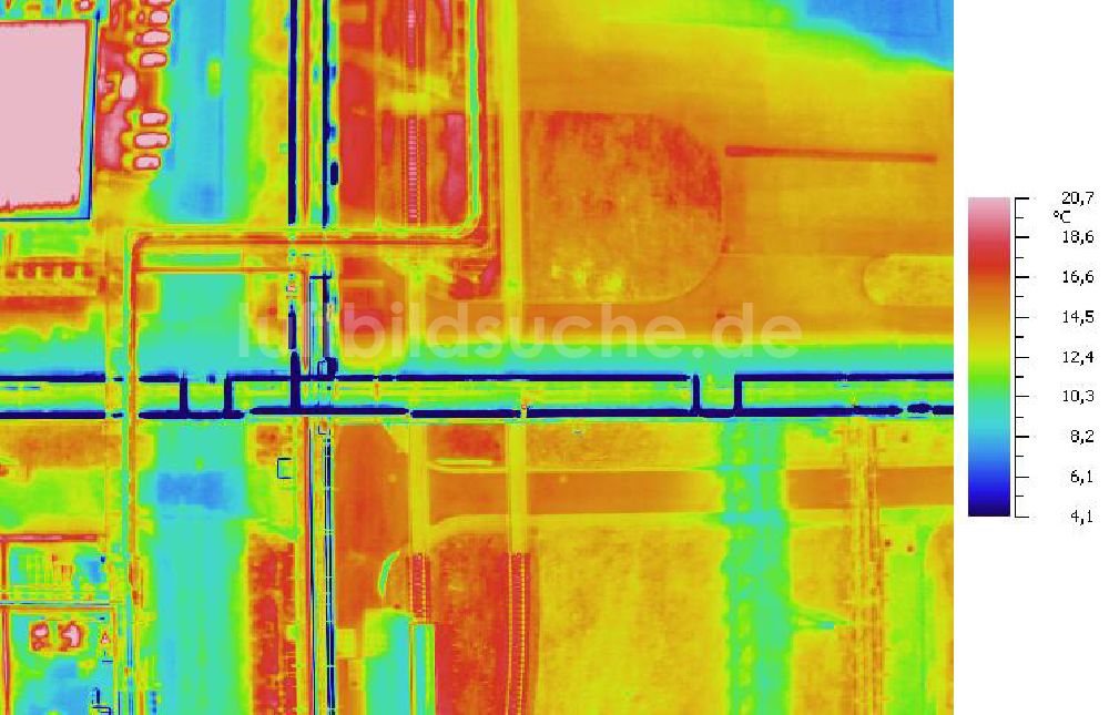 Infrarot-Luftbild SCHKOPAU - Senkrecht- Infrarotluftbild Industrieanlagen und Leitungssystemen der Buna-Werke GmbH Schkopau.
