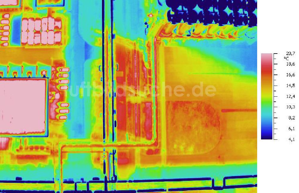 Infrarot-Luftbild SCHKOPAU - Senkrecht- Infrarotluftbild Industrieanlagen und Leitungssystemen der Buna-Werke GmbH Schkopau.