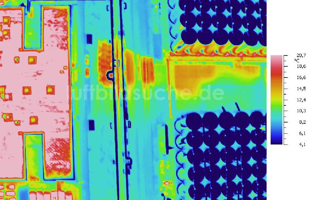 Infrarot-Luftbild SCHKOPAU - Senkrecht- Infrarotluftbild Industrieanlagen und Leitungssystemen der Buna-Werke GmbH Schkopau.