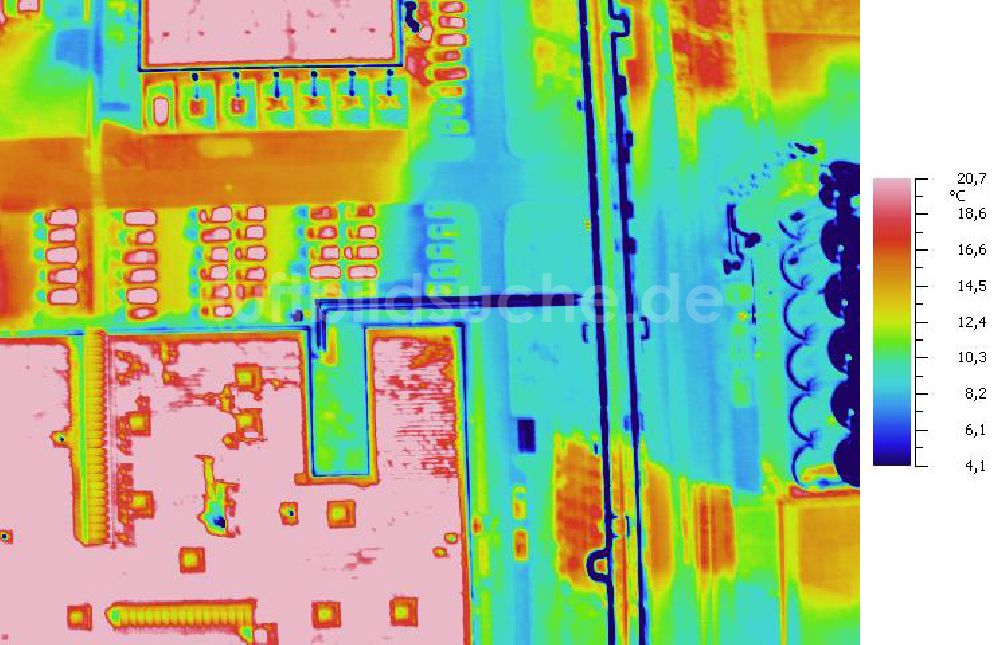 Infrarot-Luftbild SCHKOPAU - Senkrecht- Infrarotluftbild Industrieanlagen und Leitungssystemen der Buna-Werke GmbH Schkopau.