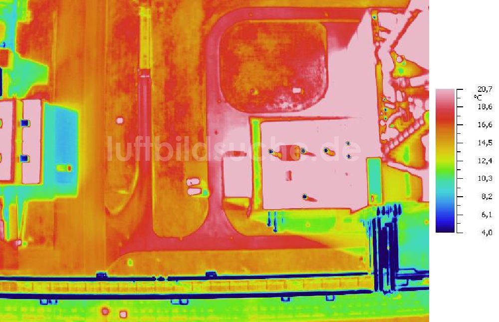 Infrarot-Luftbild SCHKOPAU - Senkrecht- Infrarotluftbild Industrieanlagen und Leitungssystemen der Buna-Werke GmbH Schkopau.