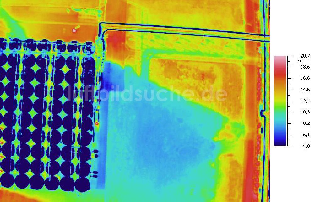 Infrarot-Luftbild SCHKOPAU - Senkrecht- Infrarotluftbild Industrieanlagen und Leitungssystemen der Buna-Werke GmbH Schkopau.