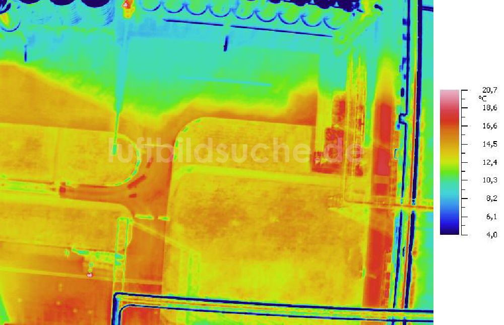 Infrarot-Luftbild SCHKOPAU - Senkrecht- Infrarotluftbild Industrieanlagen und Leitungssystemen der Buna-Werke GmbH Schkopau.