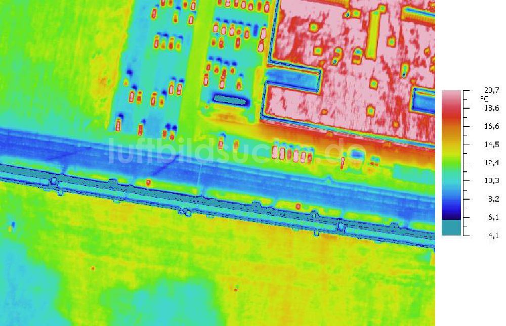 Infrarot-Luftbild SCHKOPAU - Senkrecht- Infrarotluftbild Industrieanlagen und Leitungssystemen der Buna-Werke GmbH Schkopau.