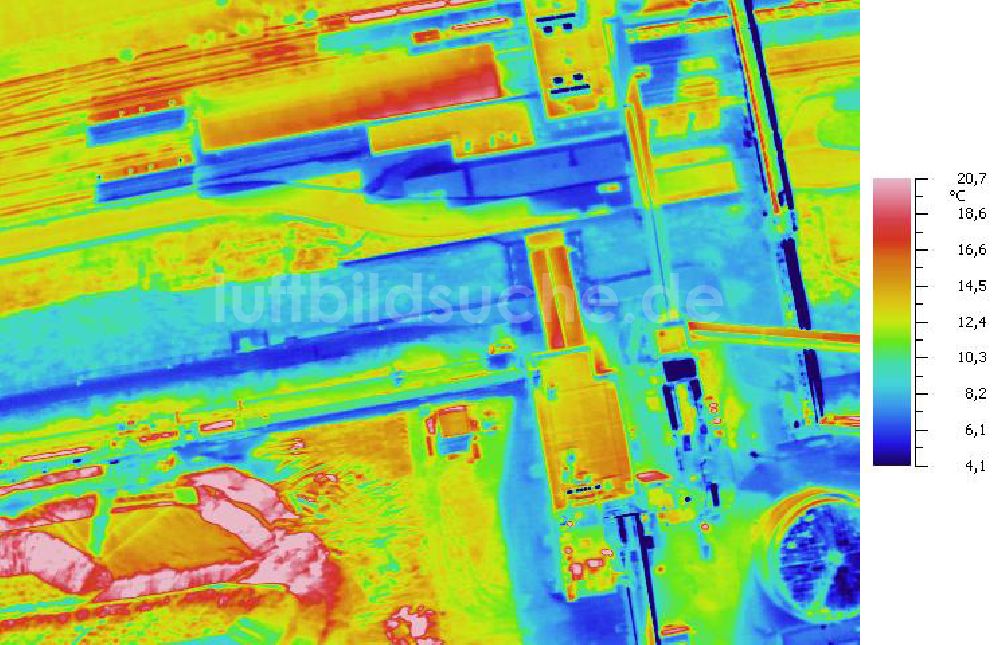 Infrarot-Luftbild SCHKOPAU - Senkrecht- Infrarotluftbild Industrieanlagen und Leitungssystemen der Buna-Werke GmbH Schkopau.