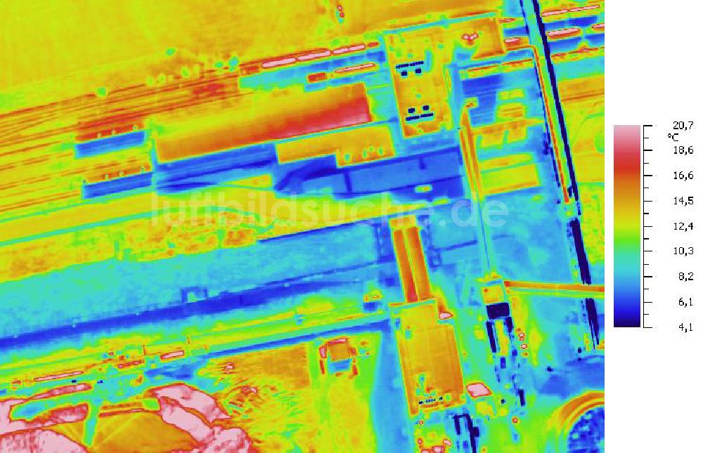 Infrarot-Luftbild SCHKOPAU - Senkrecht- Infrarotluftbild Industrieanlagen und Leitungssystemen der Buna-Werke GmbH Schkopau.