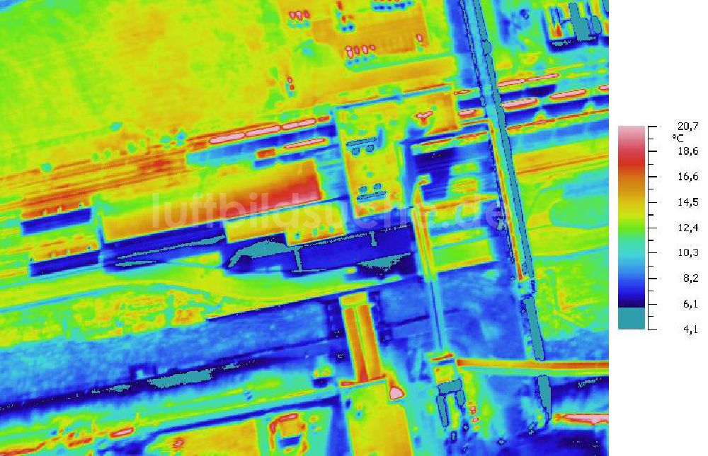 Infrarot-Luftbild SCHKOPAU - Senkrecht- Infrarotluftbild Industrieanlagen und Leitungssystemen der Buna-Werke GmbH Schkopau.