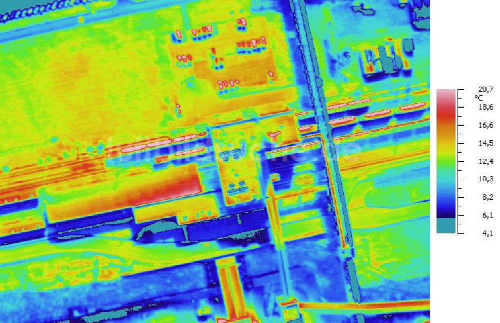 Infrarot-Luftbild SCHKOPAU - Senkrecht- Infrarotluftbild Industrieanlagen und Leitungssystemen der Buna-Werke GmbH Schkopau.