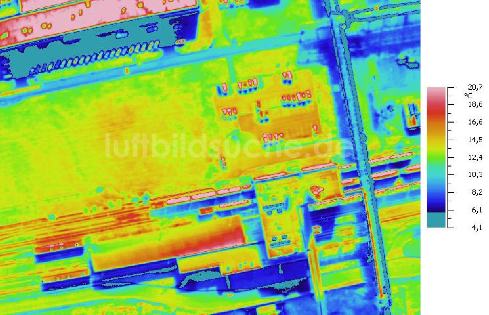 Infrarot-Luftbild SCHKOPAU - Senkrecht- Infrarotluftbild Industrieanlagen und Leitungssystemen der Buna-Werke GmbH Schkopau.