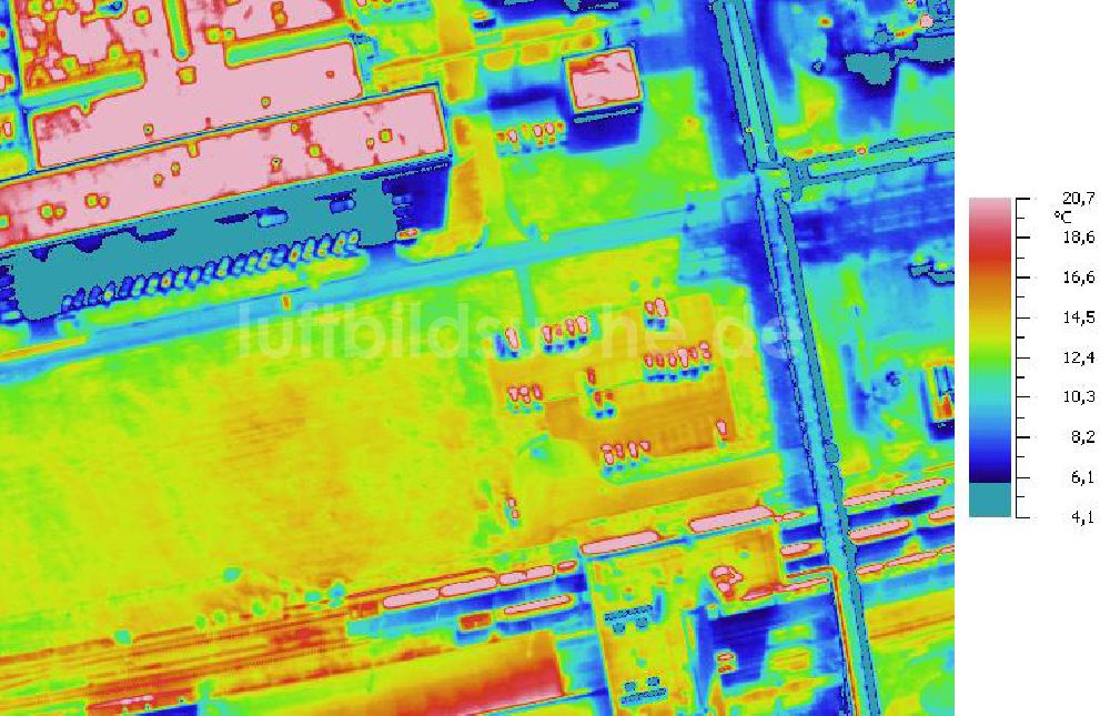 Infrarot-Luftbild SCHKOPAU - Senkrecht- Infrarotluftbild Industrieanlagen und Leitungssystemen der Buna-Werke GmbH Schkopau.