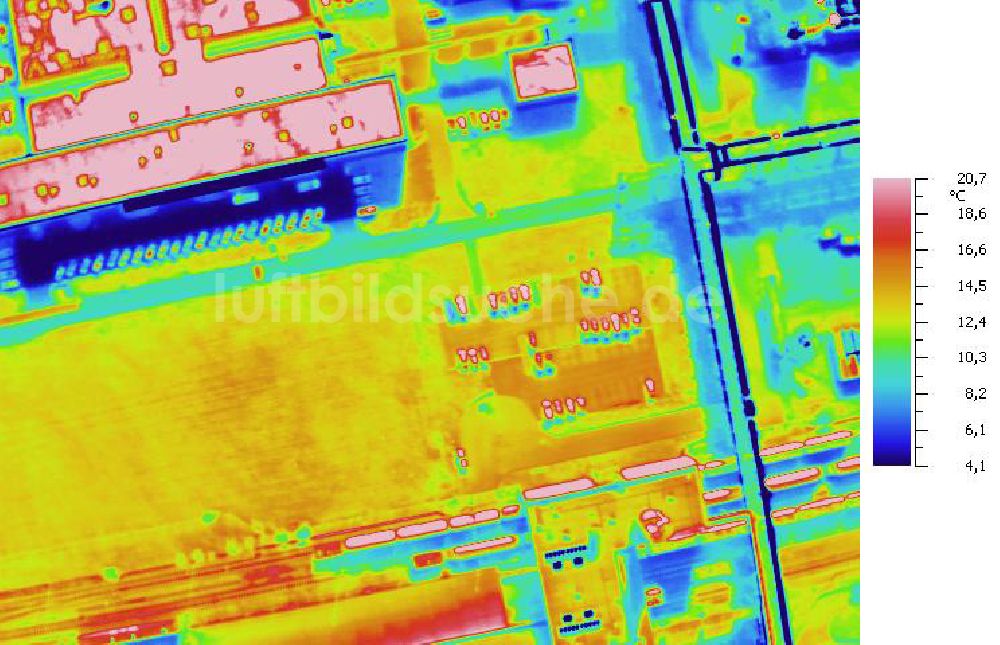 Infrarot-Luftbild SCHKOPAU - Senkrecht- Infrarotluftbild Industrieanlagen und Leitungssystemen der Buna-Werke GmbH Schkopau.