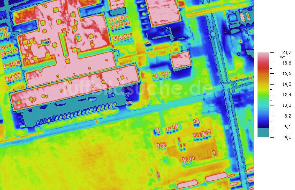 Infrarot-Luftbild SCHKOPAU - Senkrecht- Infrarotluftbild Industrieanlagen und Leitungssystemen der Buna-Werke GmbH Schkopau.