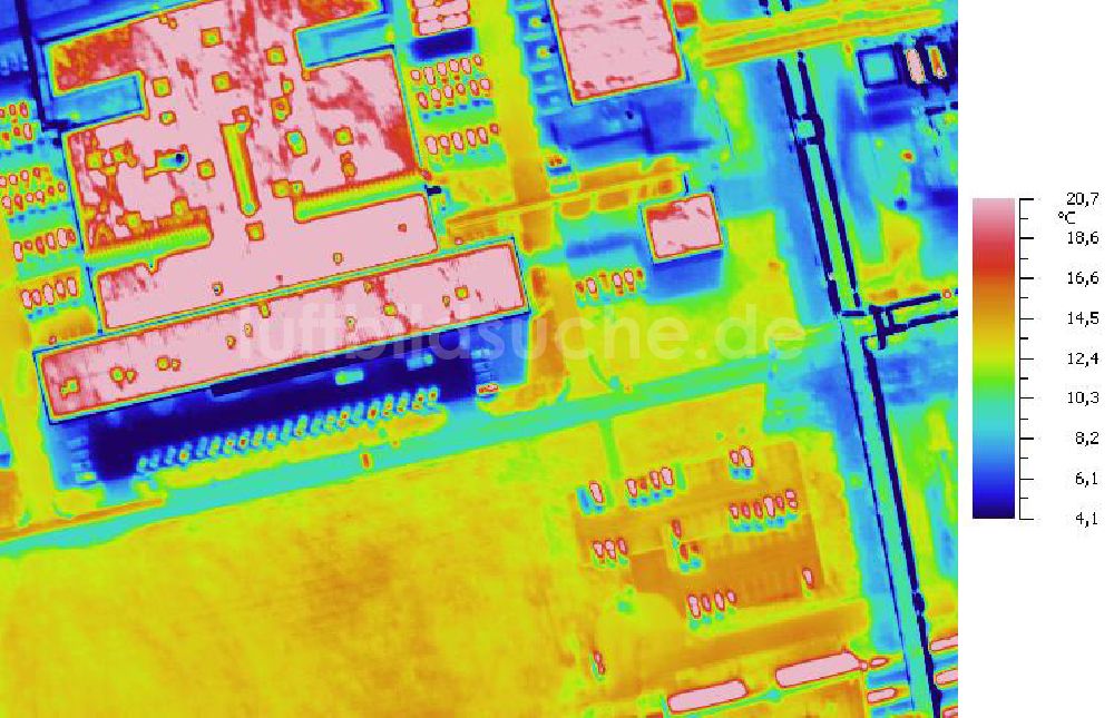 Infrarot-Luftbild SCHKOPAU - Senkrecht- Infrarotluftbild Industrieanlagen und Leitungssystemen der Buna-Werke GmbH Schkopau.