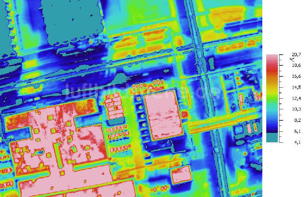 Infrarot-Luftbild SCHKOPAU - Senkrecht- Infrarotluftbild Industrieanlagen und Leitungssystemen der Buna-Werke GmbH Schkopau.