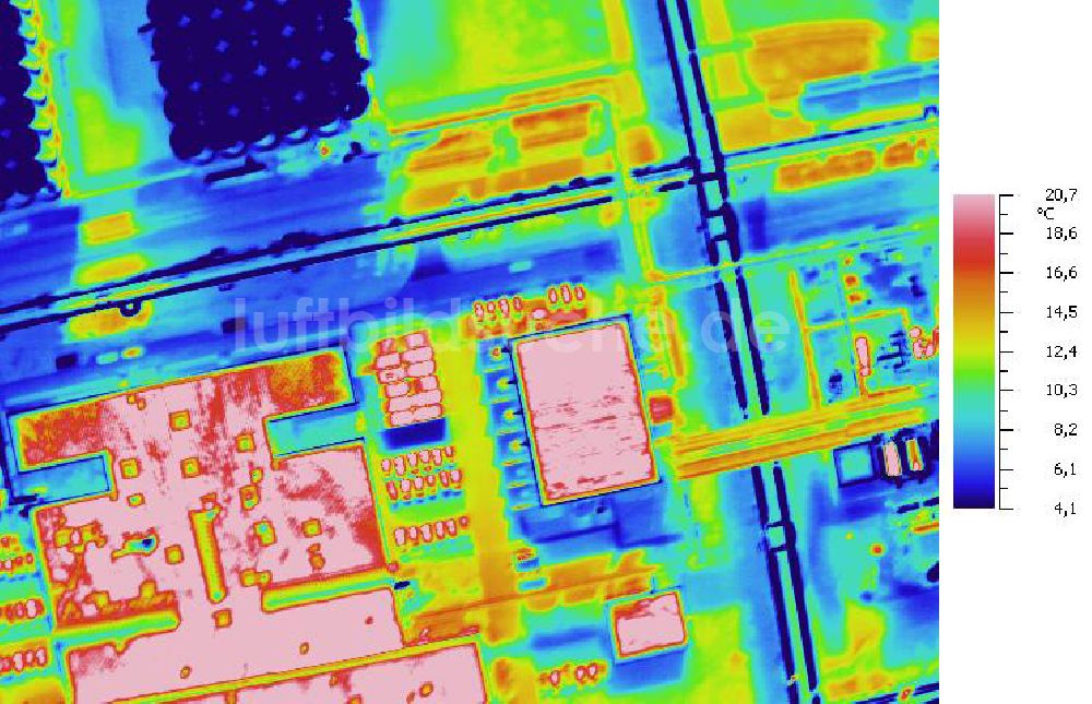 Infrarot-Luftbild SCHKOPAU - Senkrecht- Infrarotluftbild Industrieanlagen und Leitungssystemen der Buna-Werke GmbH Schkopau.