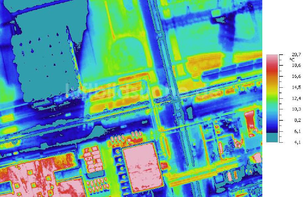 Infrarot-Luftbild SCHKOPAU - Senkrecht- Infrarotluftbild Industrieanlagen und Leitungssystemen der Buna-Werke GmbH Schkopau.