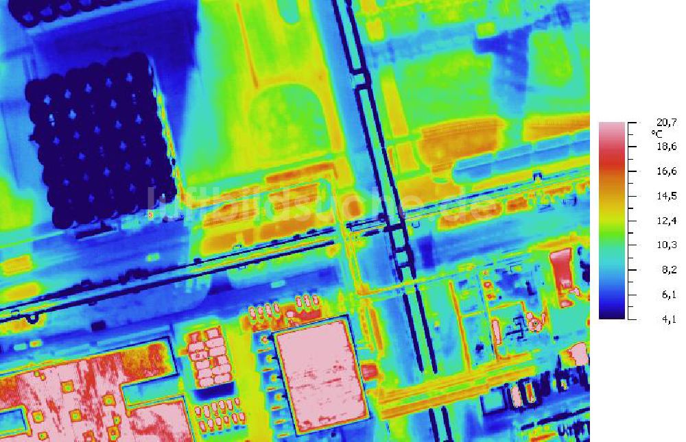 Infrarot-Luftbild SCHKOPAU - Senkrecht- Infrarotluftbild Industrieanlagen und Leitungssystemen der Buna-Werke GmbH Schkopau.