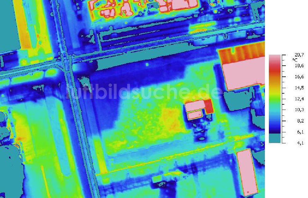 Infrarot-Luftbild SCHKOPAU - Senkrecht- Infrarotluftbild Industrieanlagen und Leitungssystemen der Buna-Werke GmbH Schkopau.