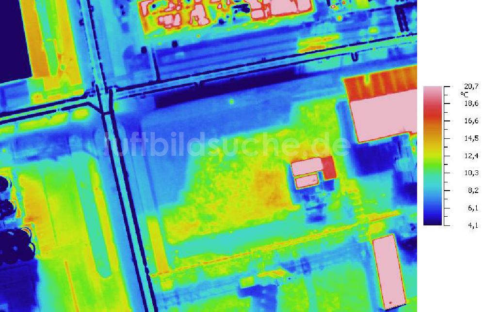 Infrarot-Luftbild SCHKOPAU - Senkrecht- Infrarotluftbild Industrieanlagen und Leitungssystemen der Buna-Werke GmbH Schkopau.