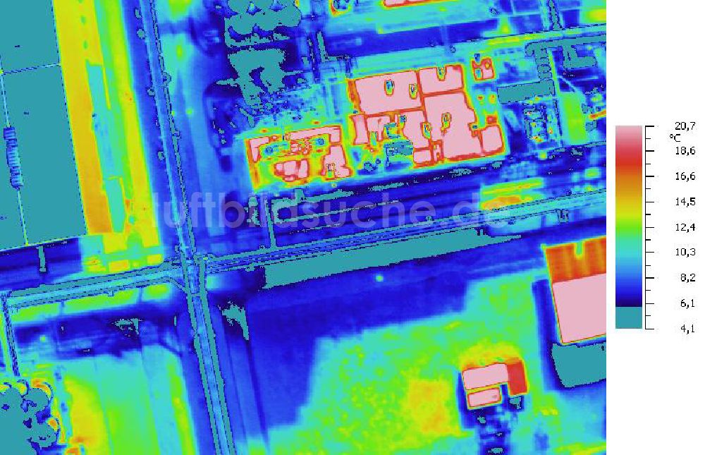 Infrarot-Luftbild SCHKOPAU - Senkrecht- Infrarotluftbild Industrieanlagen und Leitungssystemen der Buna-Werke GmbH Schkopau.