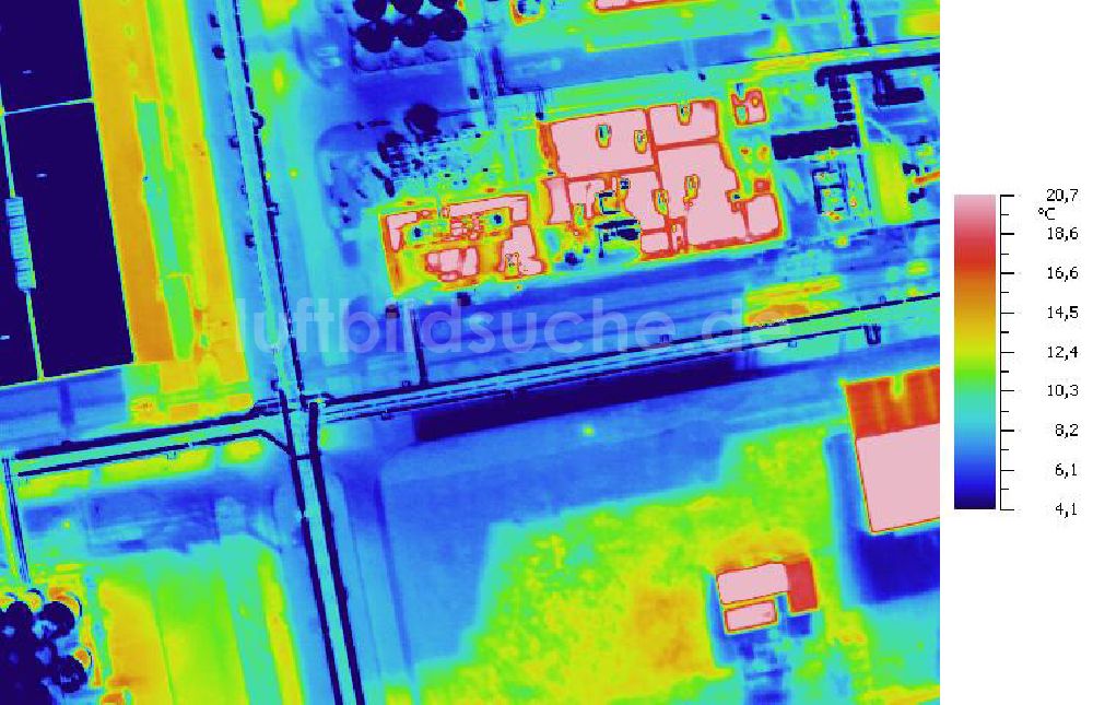 Infrarot-Luftbild SCHKOPAU - Senkrecht- Infrarotluftbild Industrieanlagen und Leitungssystemen der Buna-Werke GmbH Schkopau.